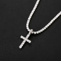Iced Out Zircon Cross Pendant With 4mm Tennis Chain Necklace Set Men's