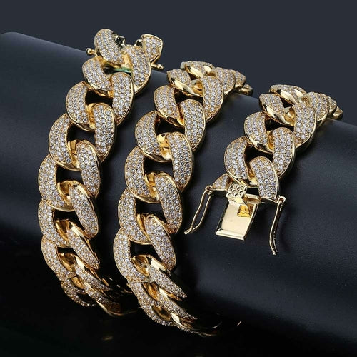 Men's Big Cuban Chain Micro-zircon Necklace 18mm High Quality In